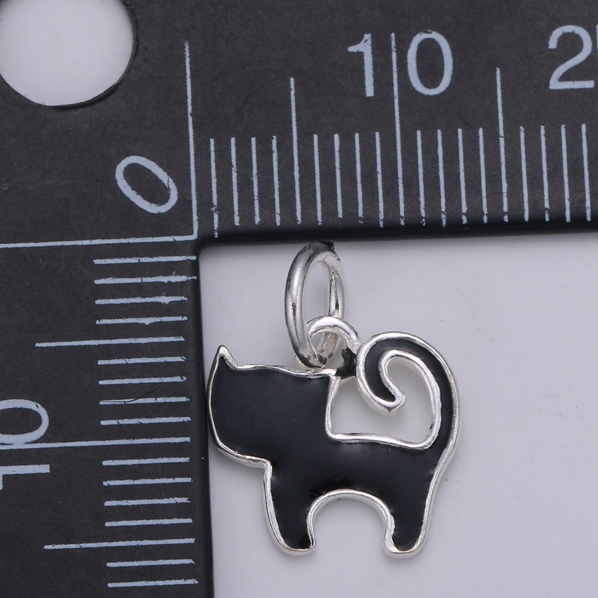 Sterling Silver Cat Charm. Kitten Charm White Cat Enamel Charm 925 Sterling Silver Cat Charm. Cat Lover Gift SL-008