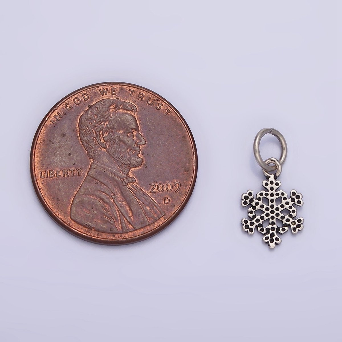 Sterling Silver S925 Dotted Snowflake Mini Add-On Charm | SL-344