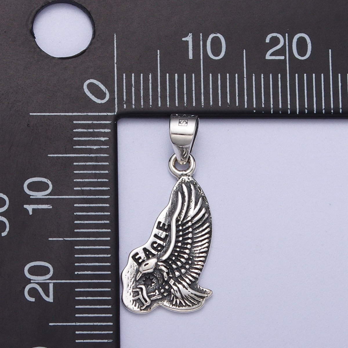 Sterling Silver S925 "Eagle" Script Engraved Bird of Prey Pendant | SL-395
