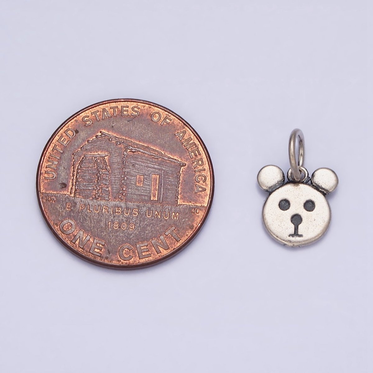 Sterling Silver S925 Mini Bear Head Triple Round Animal Charm | SL-282