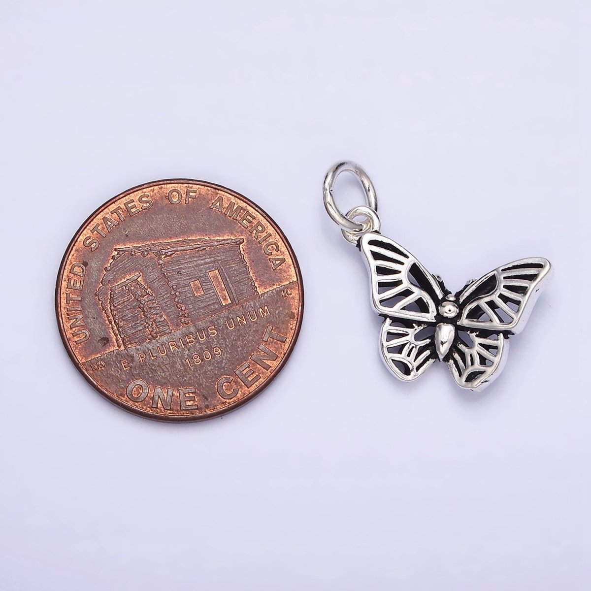 Sterling Silver S925 Pet Insect Butterfly Mariposa Black Wings Charm | SL-278