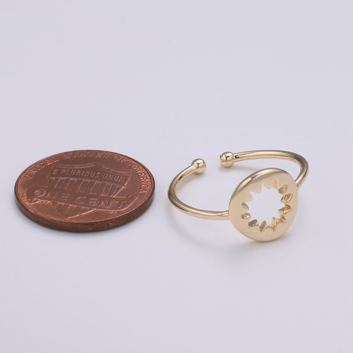 Sun of the Universe 18k Gold Ring, Sun Bright Adjustable Gold Curb Ring, Simple Ring, Circle Ring R-255