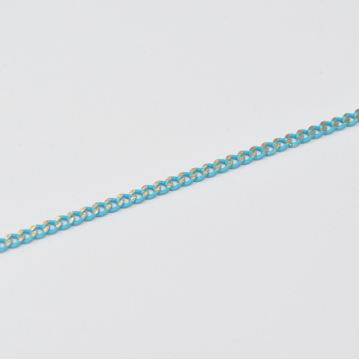 Teal Matte gleaming gold Cuban Curb Chain by Yard, Florida Link Chain, Wholesale bulk Roll Chain for Jewelry Making, Width 1.8mm | ROLL-442 Clearance Pricing