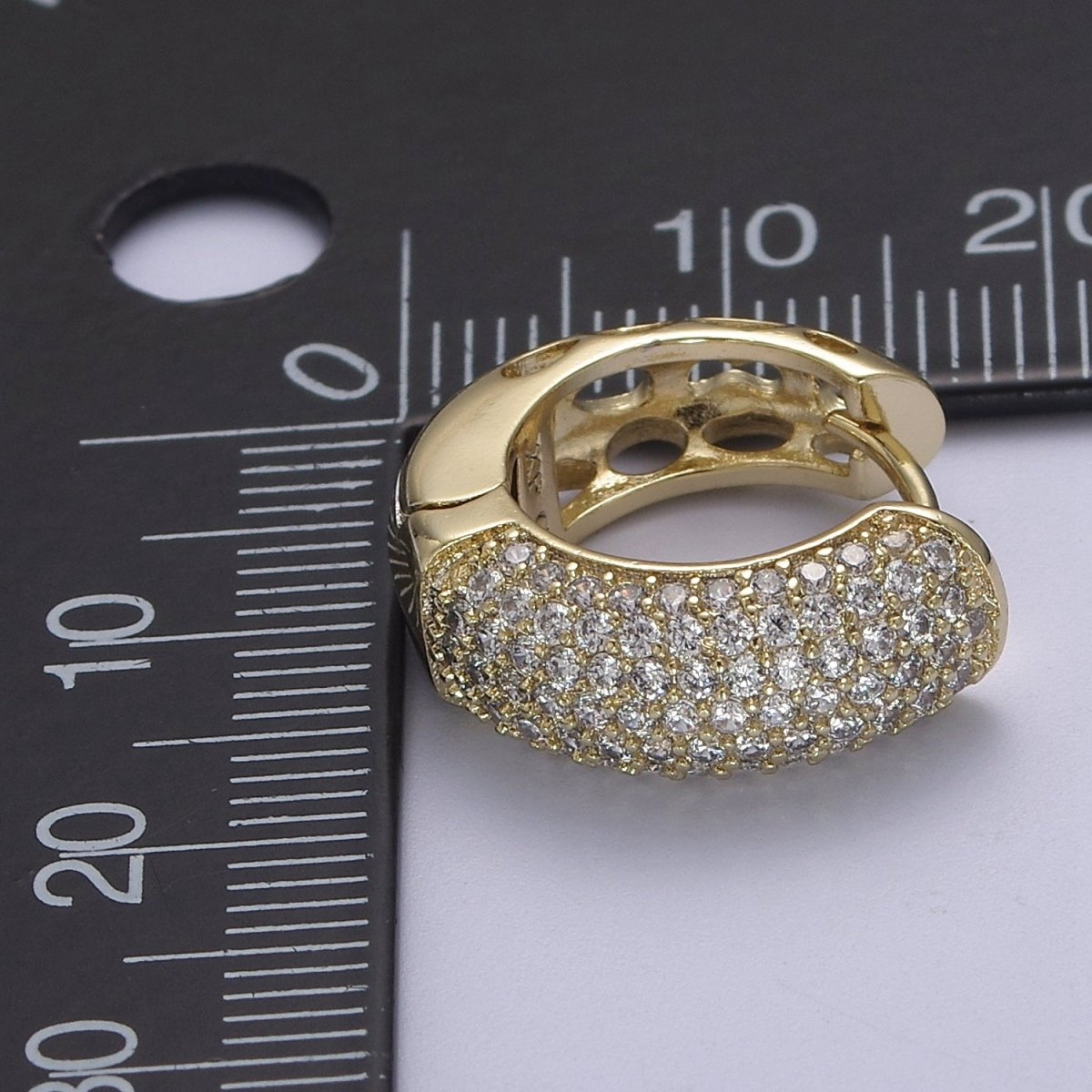 Thick Gold Hoop 18mm Earring 14k Gold Filled CZ Huggie Earring Jewelry V-143