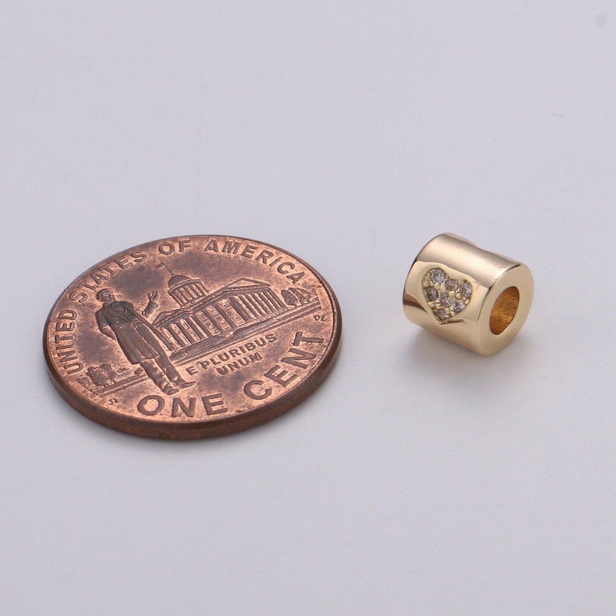 Tiny Beads 6mm Bead CZ Gold Beads Heart Beads cylinder Cubic Beads for Bracelet Necklace Supply Large Hole Beads 3mm hole
