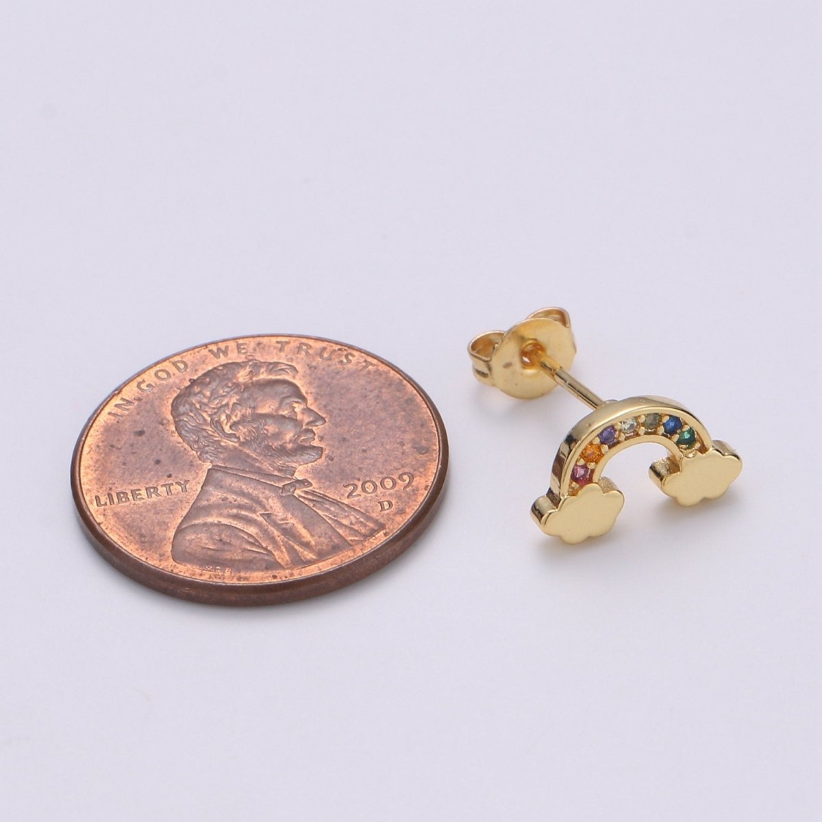 Tiny CZ Rainbow Stud Earrings Dainty Multi Color Cloud Stud Earring Gold Minimalist Jewelry for her christmas gift Q-260