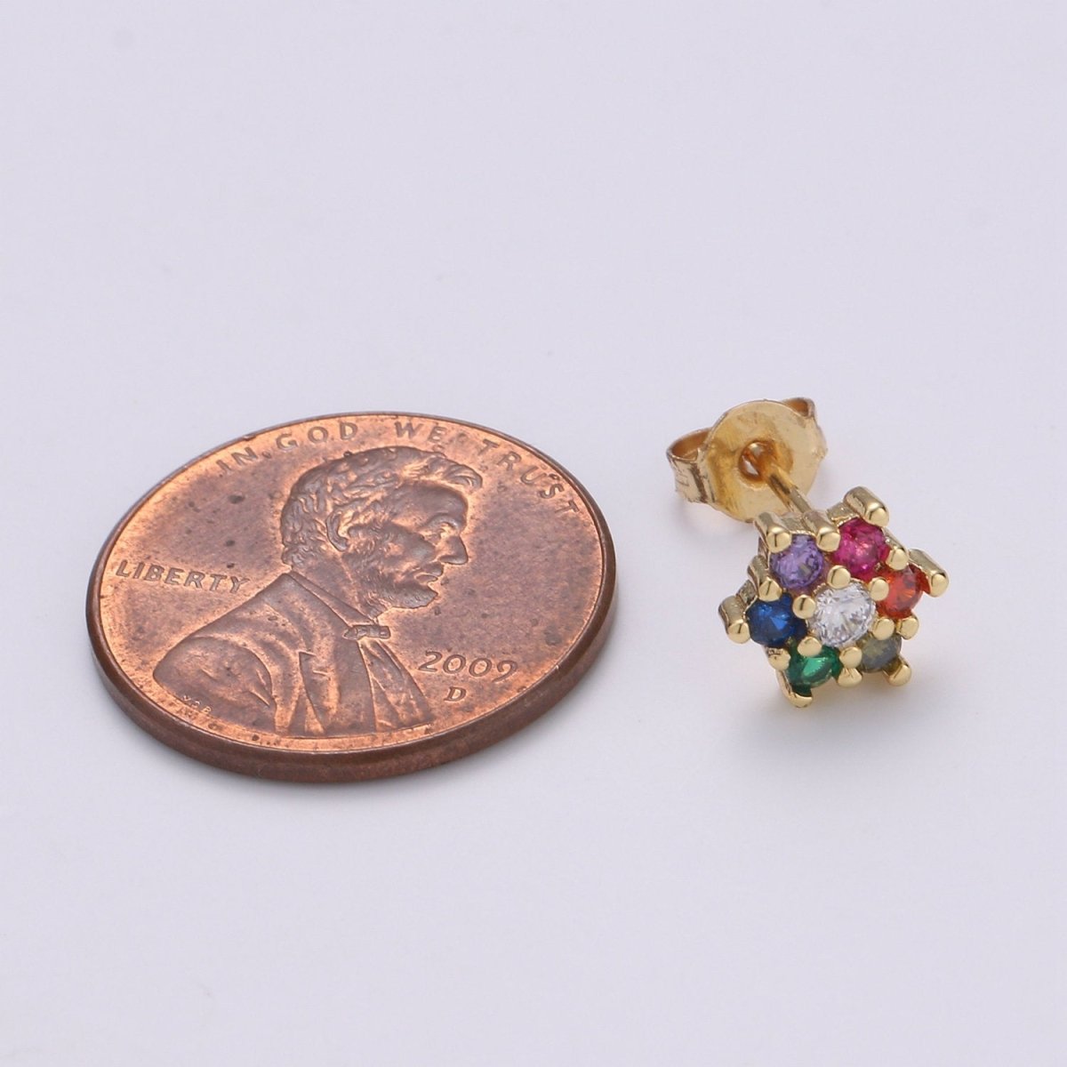 Tiny flower stud earrings, dainty stud earrings, flower stud earrings, star cz stud earrings, diamond cz studs Q-258