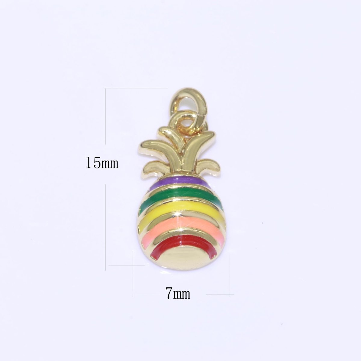 Tiny Gold Pineapple Charm, Gay Pride Dangle, LGBT Charm Rainbow LGBTQ Pride Jewelry Making Supply Dole Tropical Fruit Rainbow Charm M-449