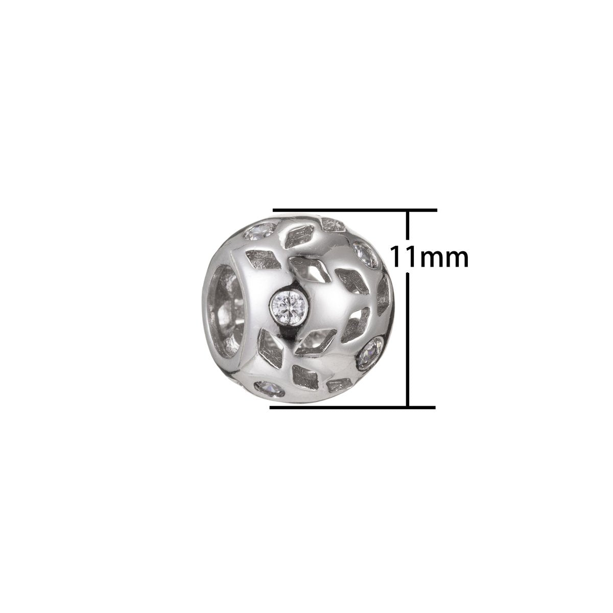 Tiny Silver Ornamented Beads Ball CZ Mini Gold Filled Silver Geometric Shape Jewelry Making Beads Supply B-258