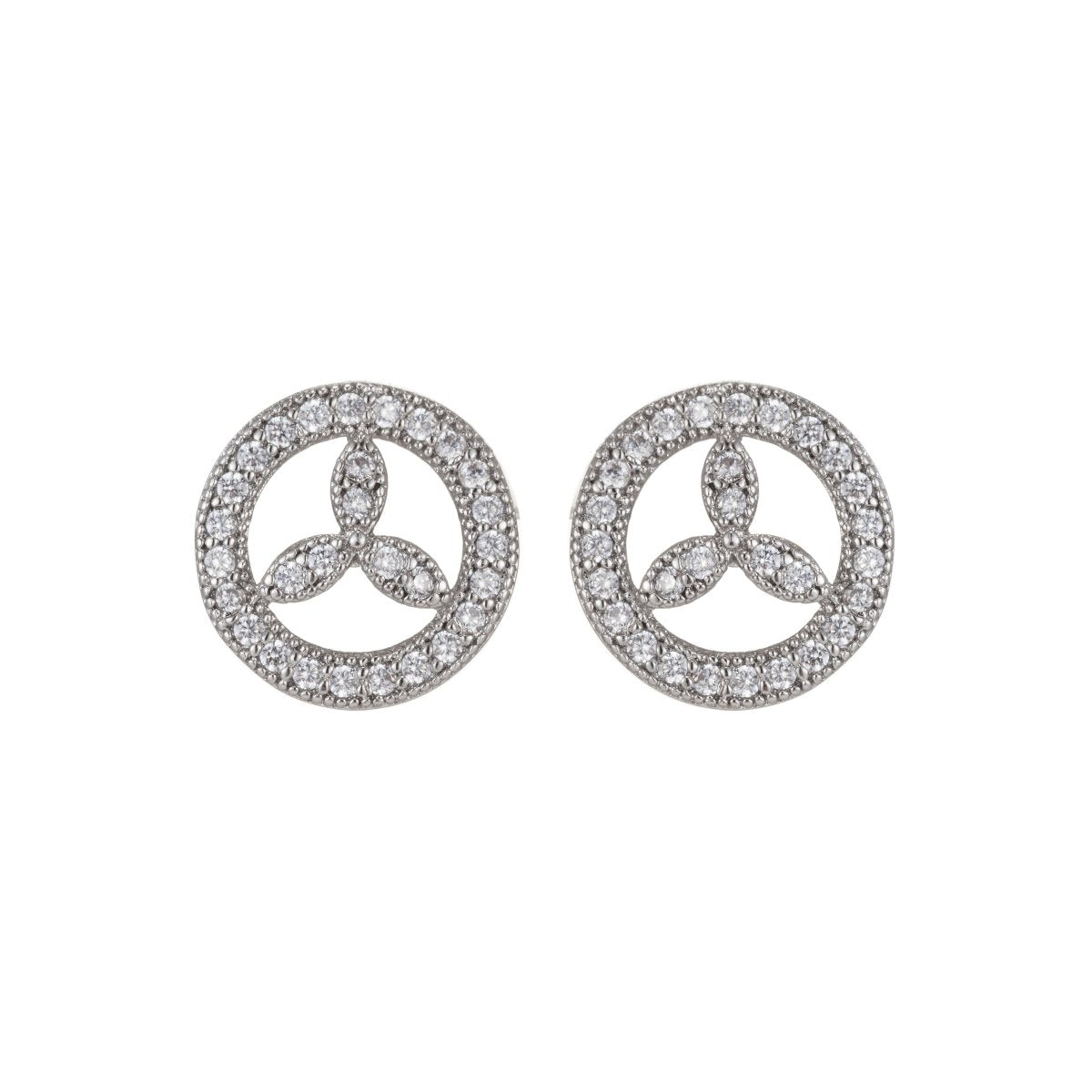 Tiny Silver Peace Sign Stud Earrings, Peace Jewelry, Dainty Micro Pave CZ Earrings Q-025