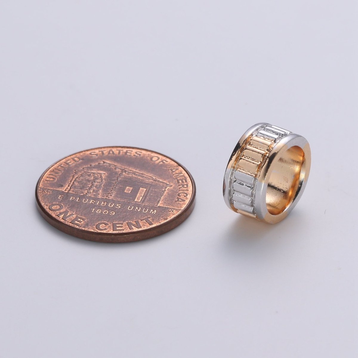 Tiny Single Golden Circle Round Beads, Mini Simple Gold Filled Jewelry Making Beads B366