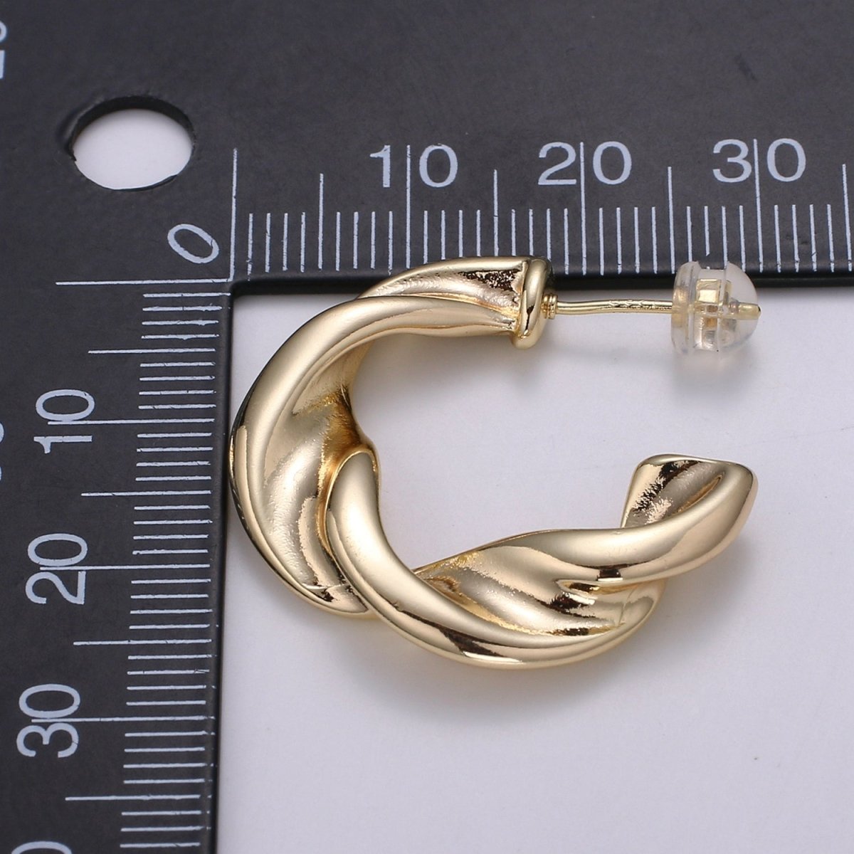 Twisted Design 18K Gold Stud Earring, Rose Gold Wavy Earring for DIY Earring Craft Supply Jewelry Making Q-459