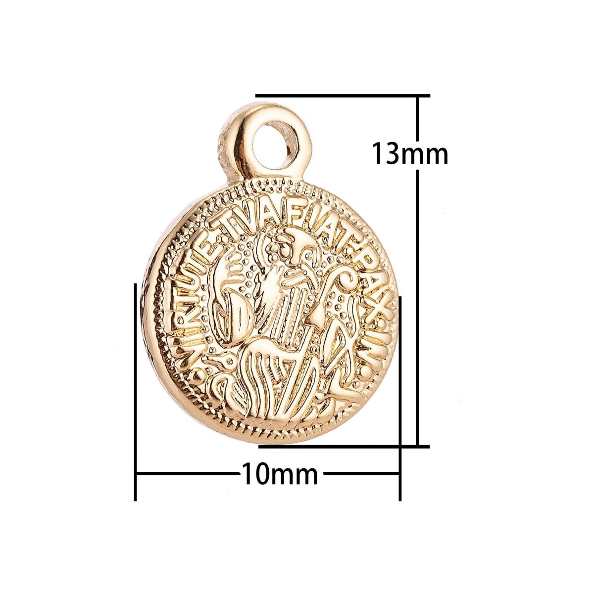 Virtute Tua Fiat Pax in (May there be peace in your strength) Pendant Charm Gold Filled C-007 C-298