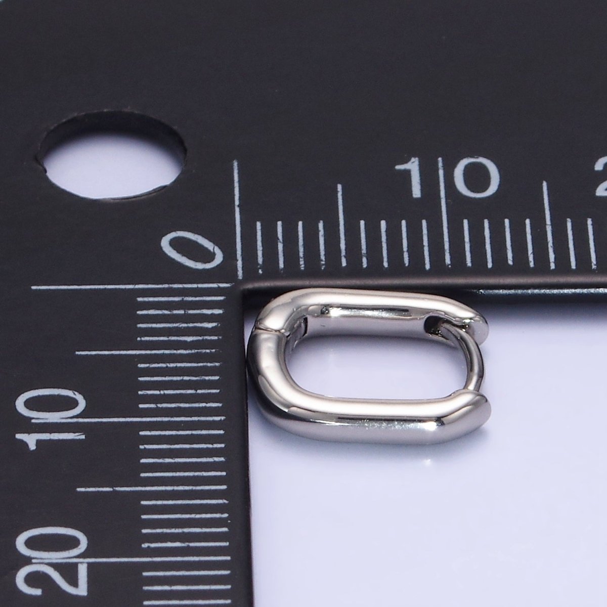 White Gold Filled 11mm Oblong Cartilage Minimalist Huggie Earrings | AB1267