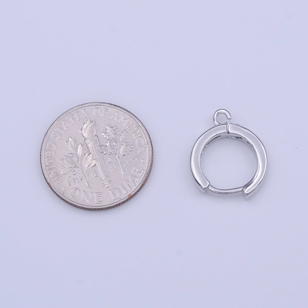 White Gold Filled 12mm Mini Silver Huggie Open Loop Earrings Supply | K-209