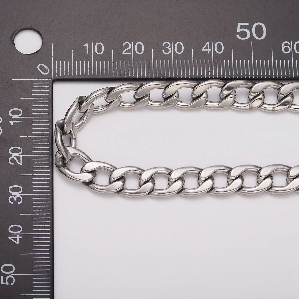 White Gold Filled 7.5mm Cuban Concave Flat Curb Unfinished Chain For Jewelry Making | ROLL-1489 Clearance Pricing