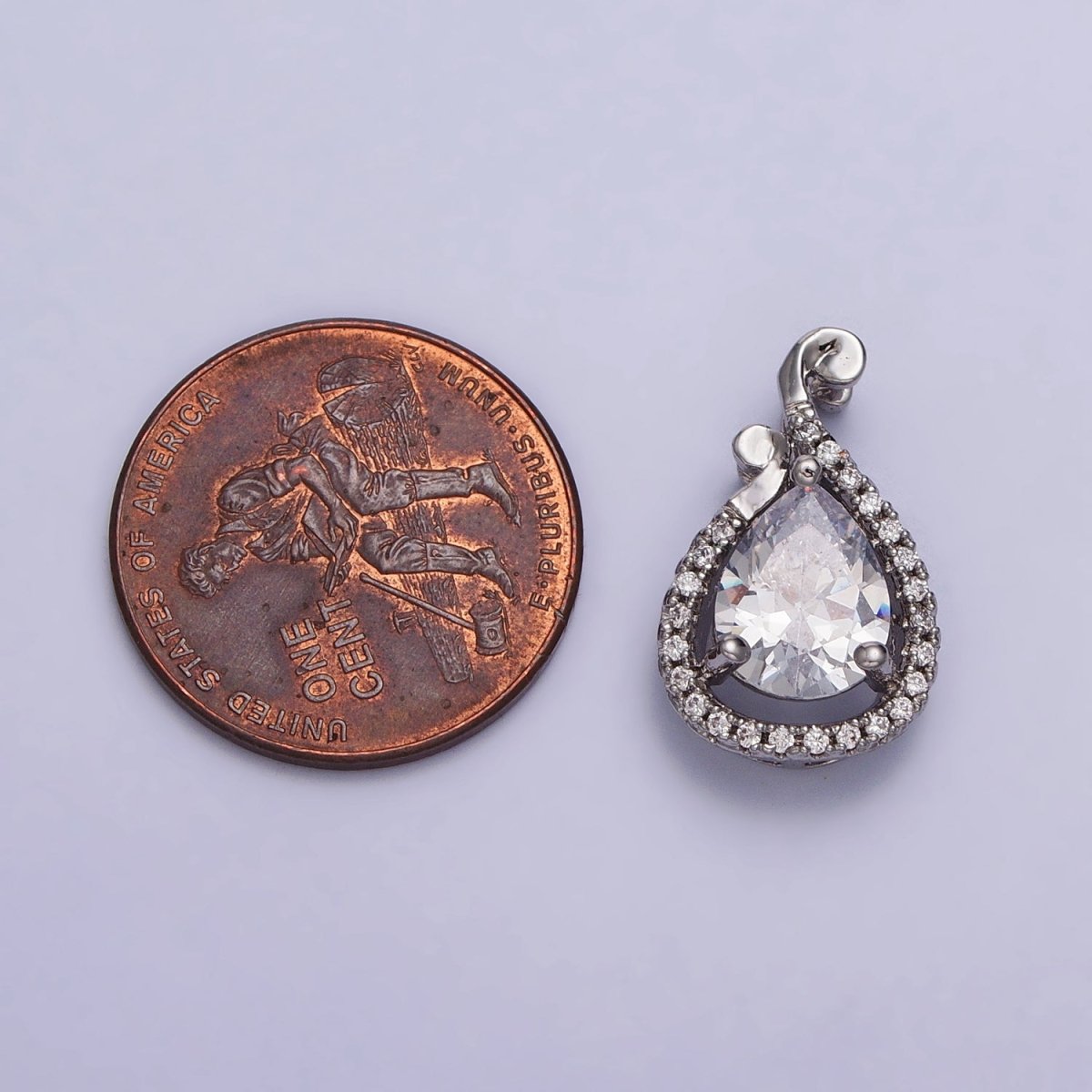 White Gold Filled Clear Teardrop Micro Paved CZ Pendant | AA031