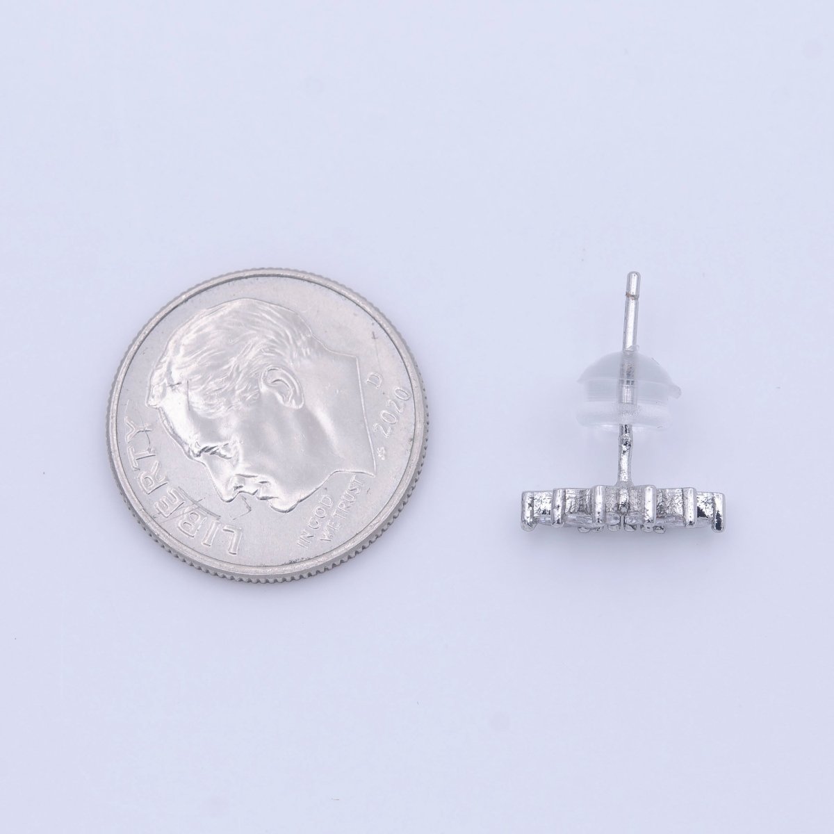 White Gold Filled Dainty Silver Marquise Cluster Dainty Stud Earrings | AD-272
