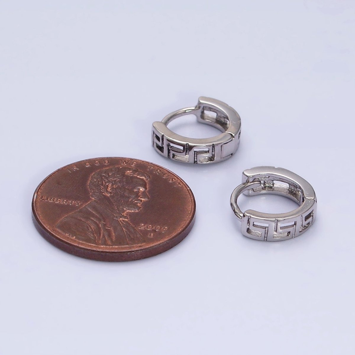 White Gold Filled Geometric Band 10mm Cartilage Huggie Earrings | AD1371