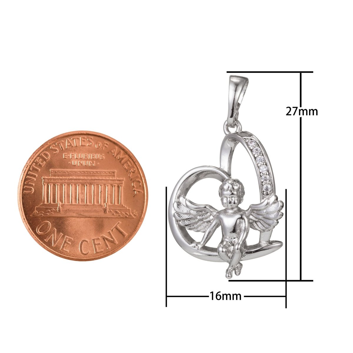 White Gold Filled Micro Pave CZ Boy Angel Pendant Charm, Micro Pave Pendant Charm, White Gold Filled Pendant, For DIY Jewelry Making I-516