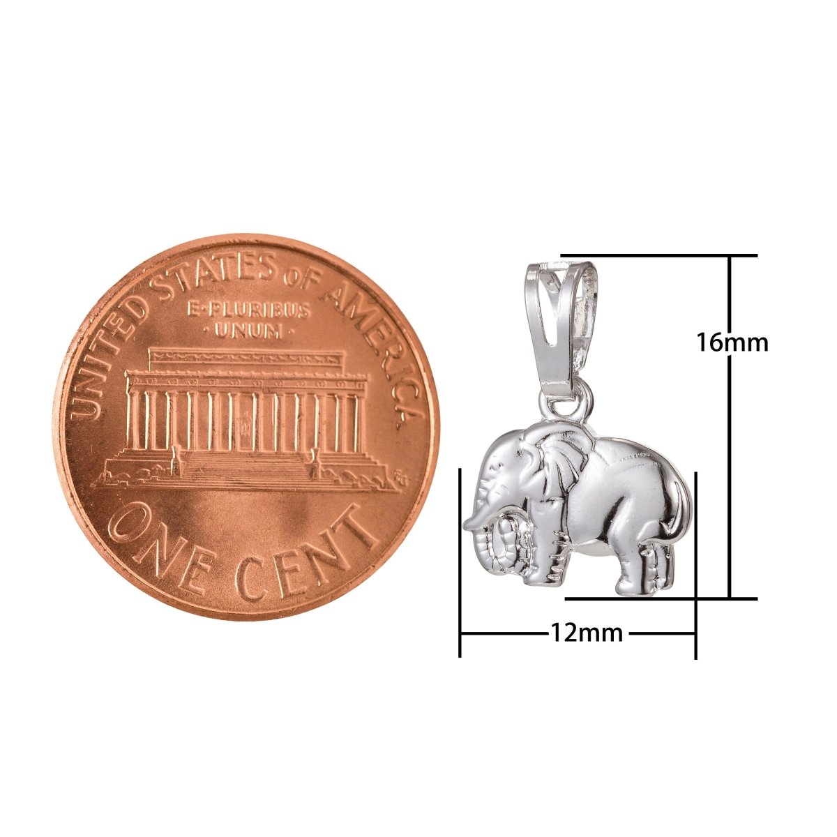 White Gold Filled Micro Pave CZ Elephant Pendant Charm, Elephant Pendant Charm, White Gold Elephant Pendant, For DIY Jewelry I-492