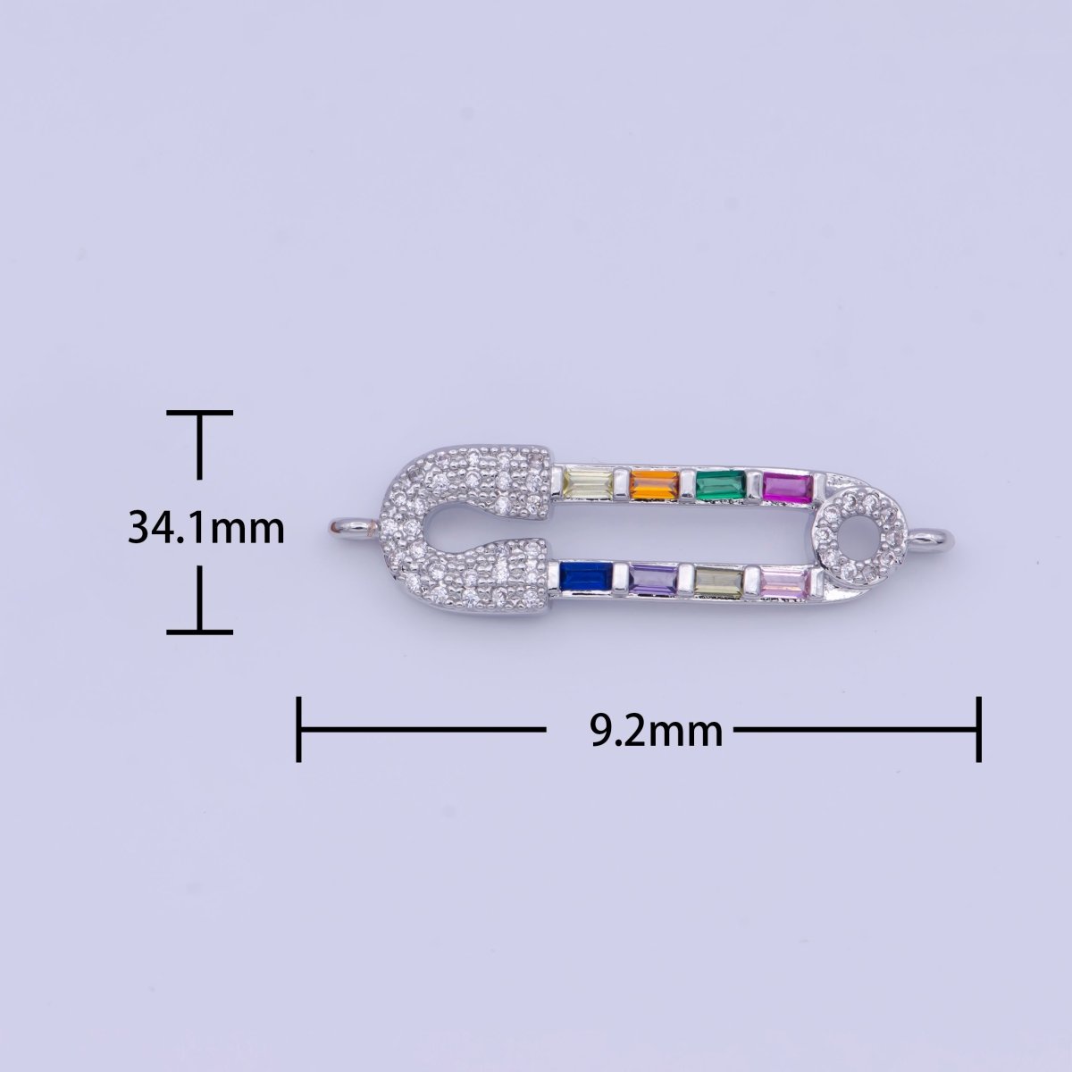 White Gold Filled Micro Paved CZ Safety Pin Connector Jewelry Supply in Silver G-561
