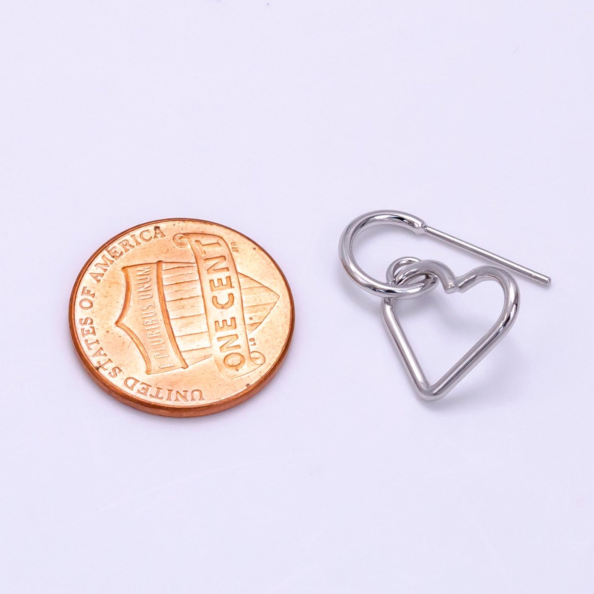 White Gold Filled Open Heart Drop C-Shaped Hoop Earrings | AB1278