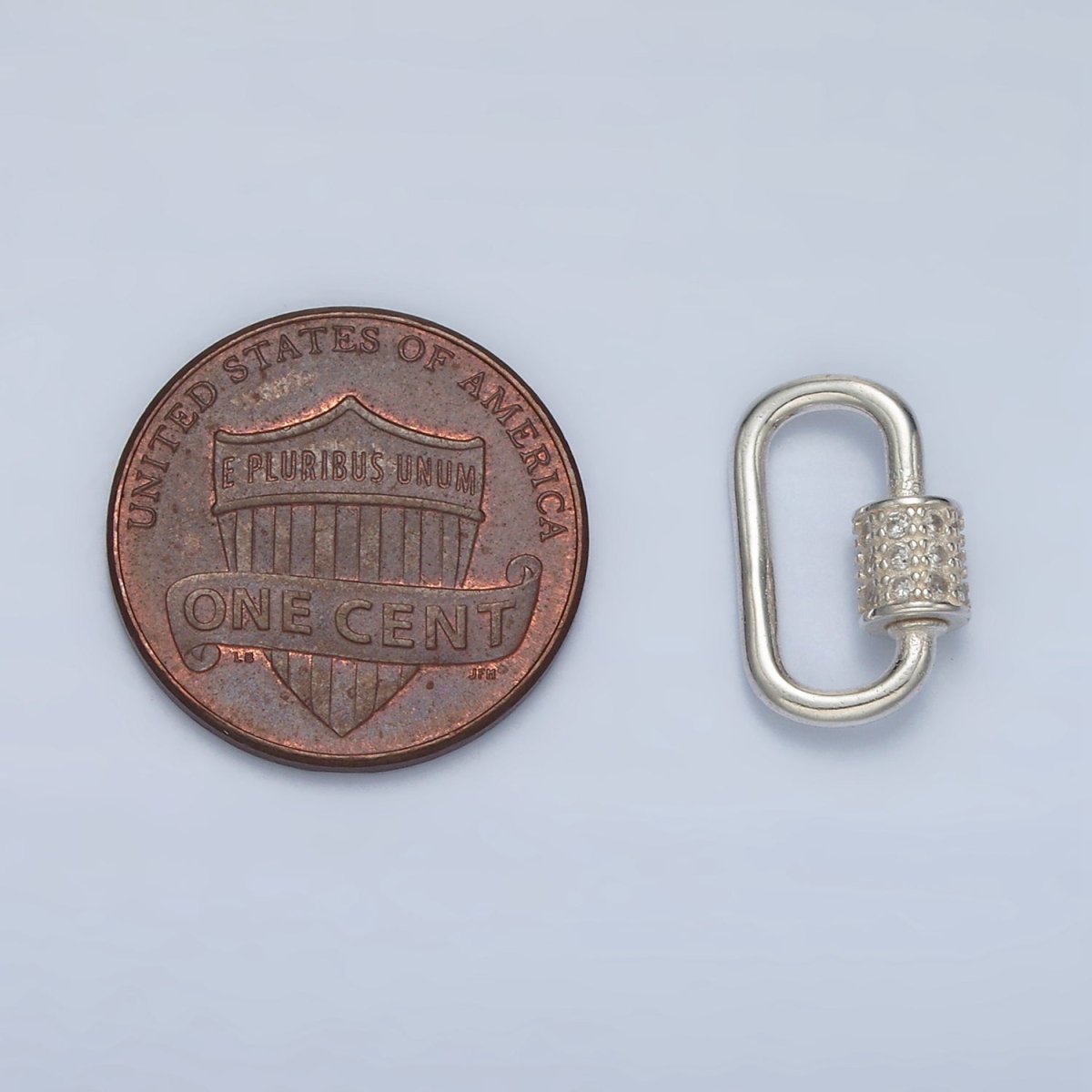 S925 Sterling Silver 15mm Micro Paved CZ Carabiner Findings | SL-508