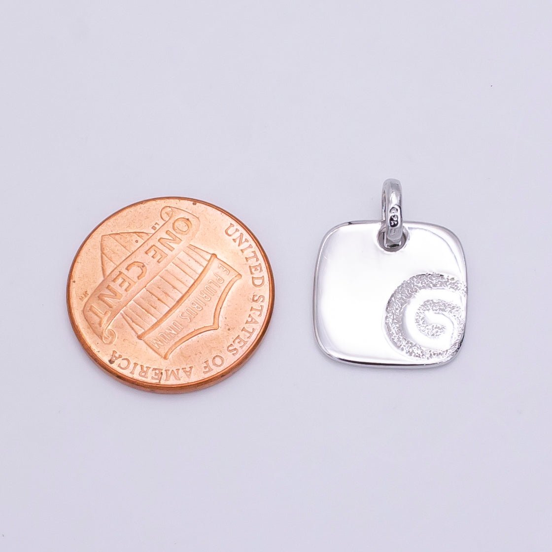 S925 Sterling Silver Geometric Circular Lined Square Pendant | SL-498