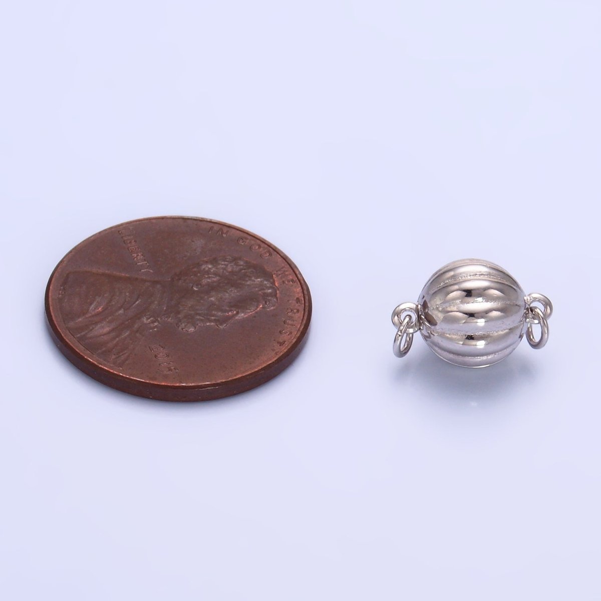 S925 Sterling Silver Magnetic Ribbed Round Charm Set | SL-548