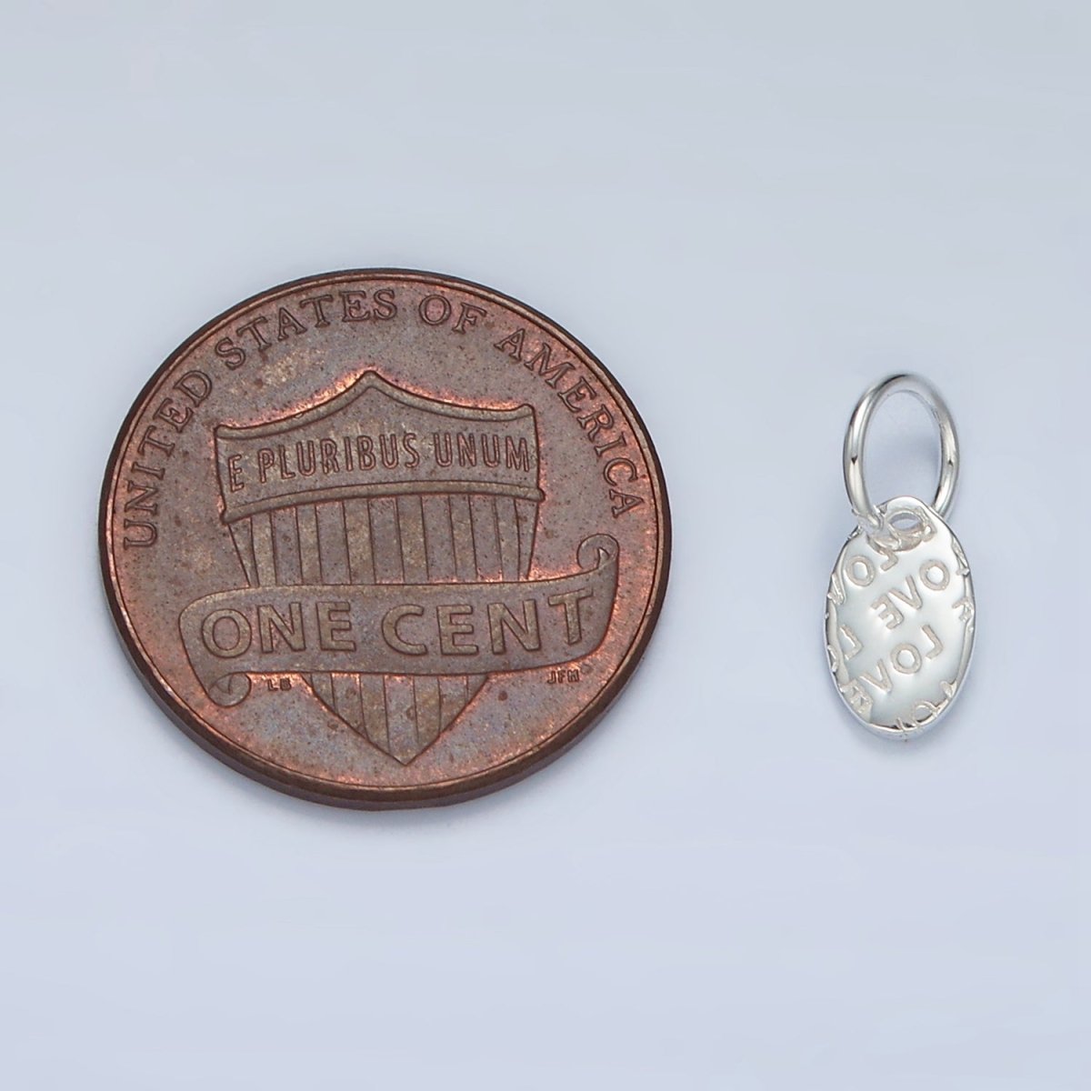 S925 Sterling Silver Mini "Love" Script Oval Tag Charm | SL-030