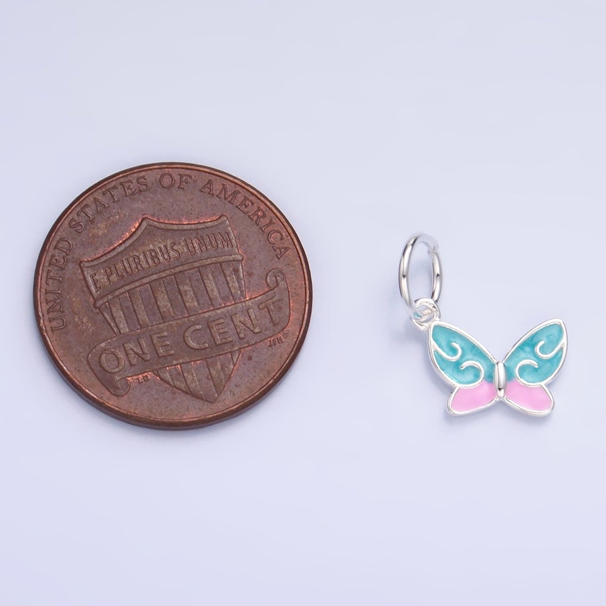 S925 Sterling Silver Multicolor Enamel Butterfly Charm | SL-527