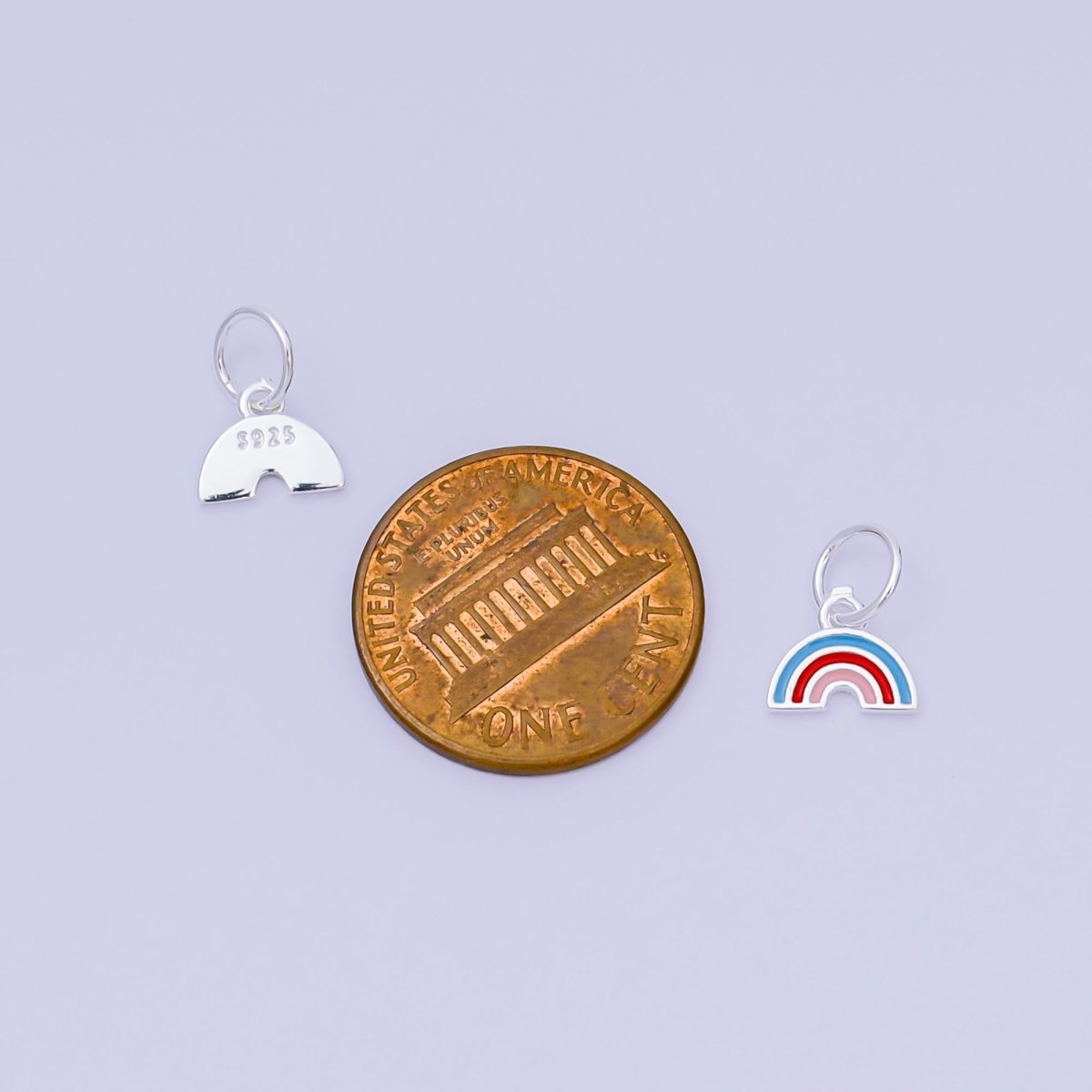 S925 Sterling Silver Multicolor Enamel Rainbow Mini Charm | SL-430