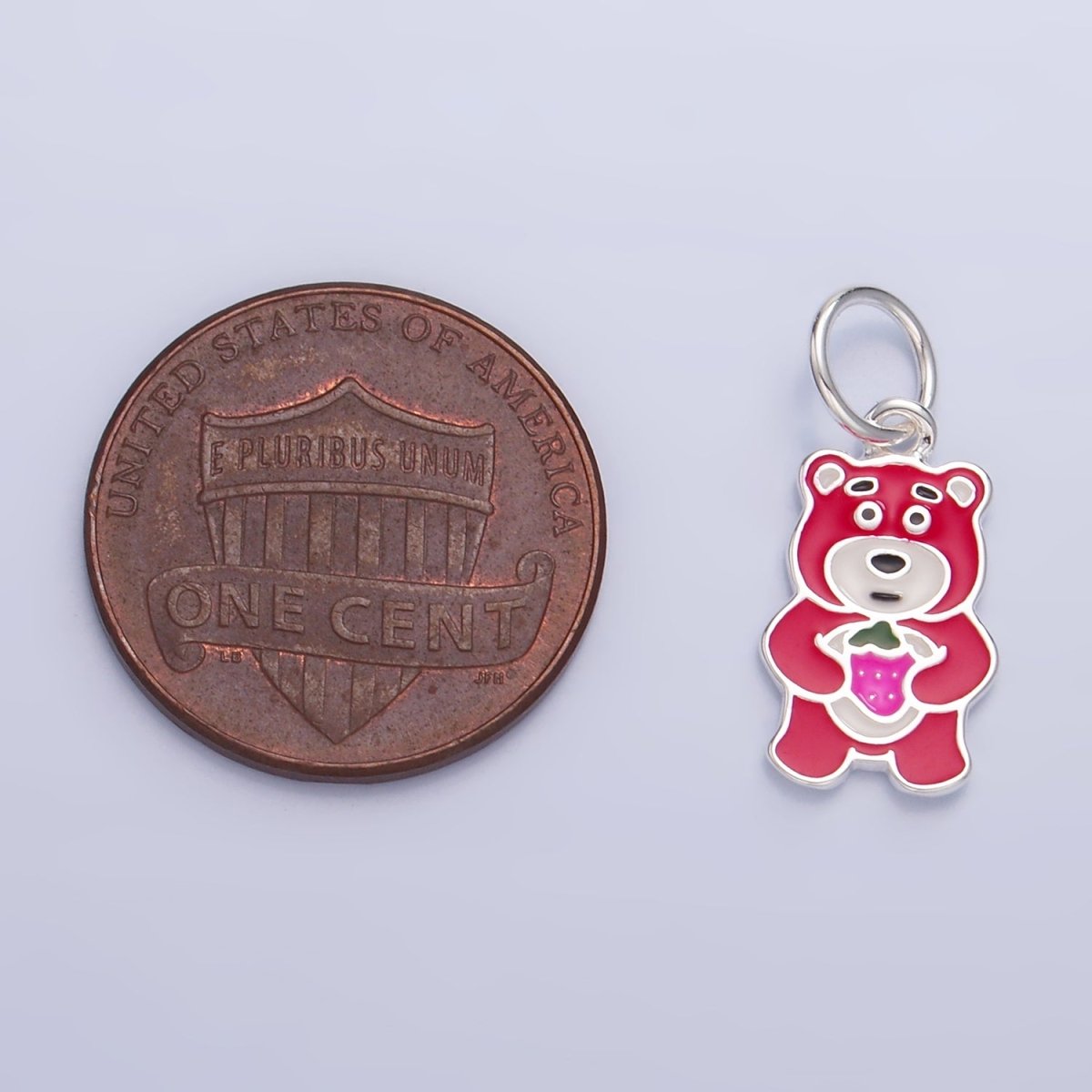 S925 Sterling Silver Red Enamel Teddy Bear Animal Charm | SL-518