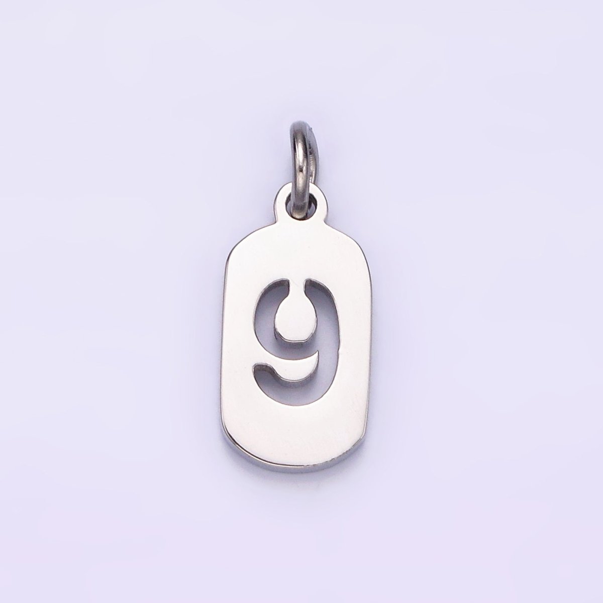 Stainless Steel 13.5mm Number 0-9 Open Script Mini Tag Add-On Silver Charm P-601-P-610