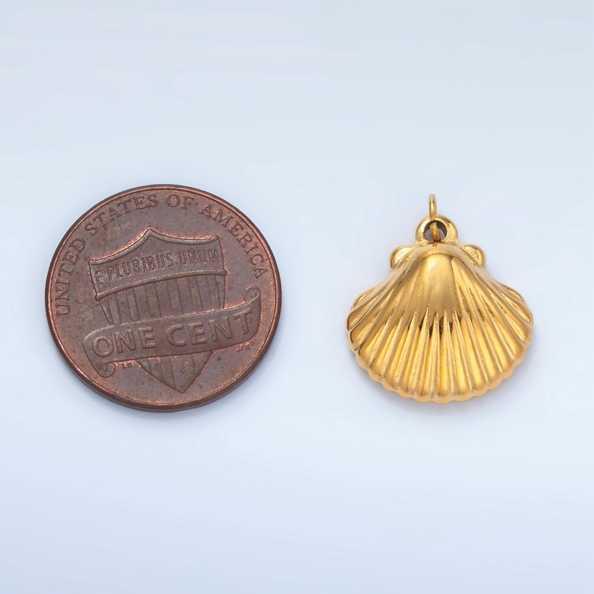 Stainless Steel 15mm Minimalist Clam Sea Shell Charm | P700