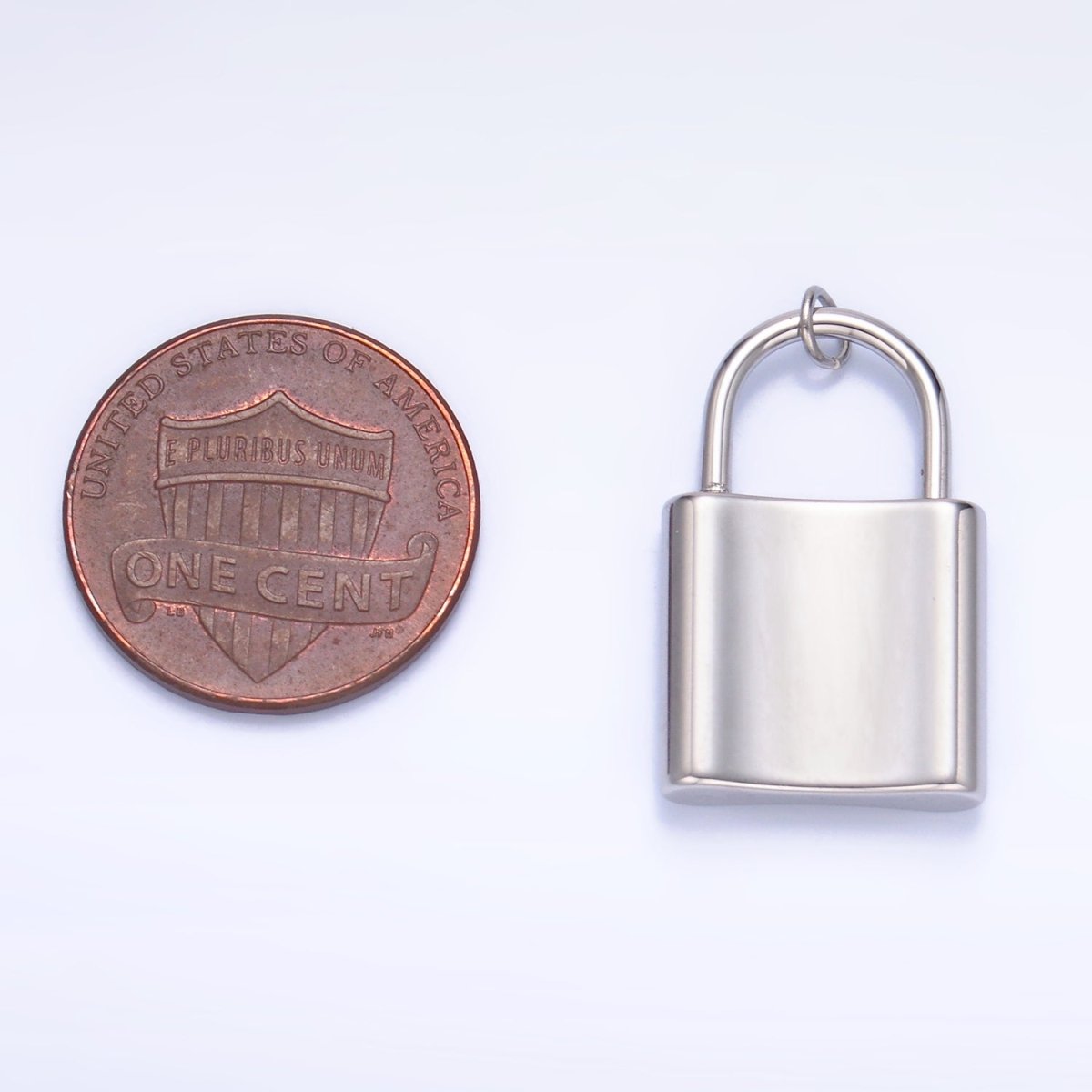 Stainless Steel 24mm Key Padlock Minimalist Silver Charm | P952