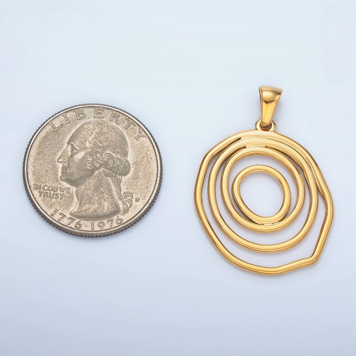 Stainless Steel 35mm Multiple Circular Band Geometric Pendant | P1486