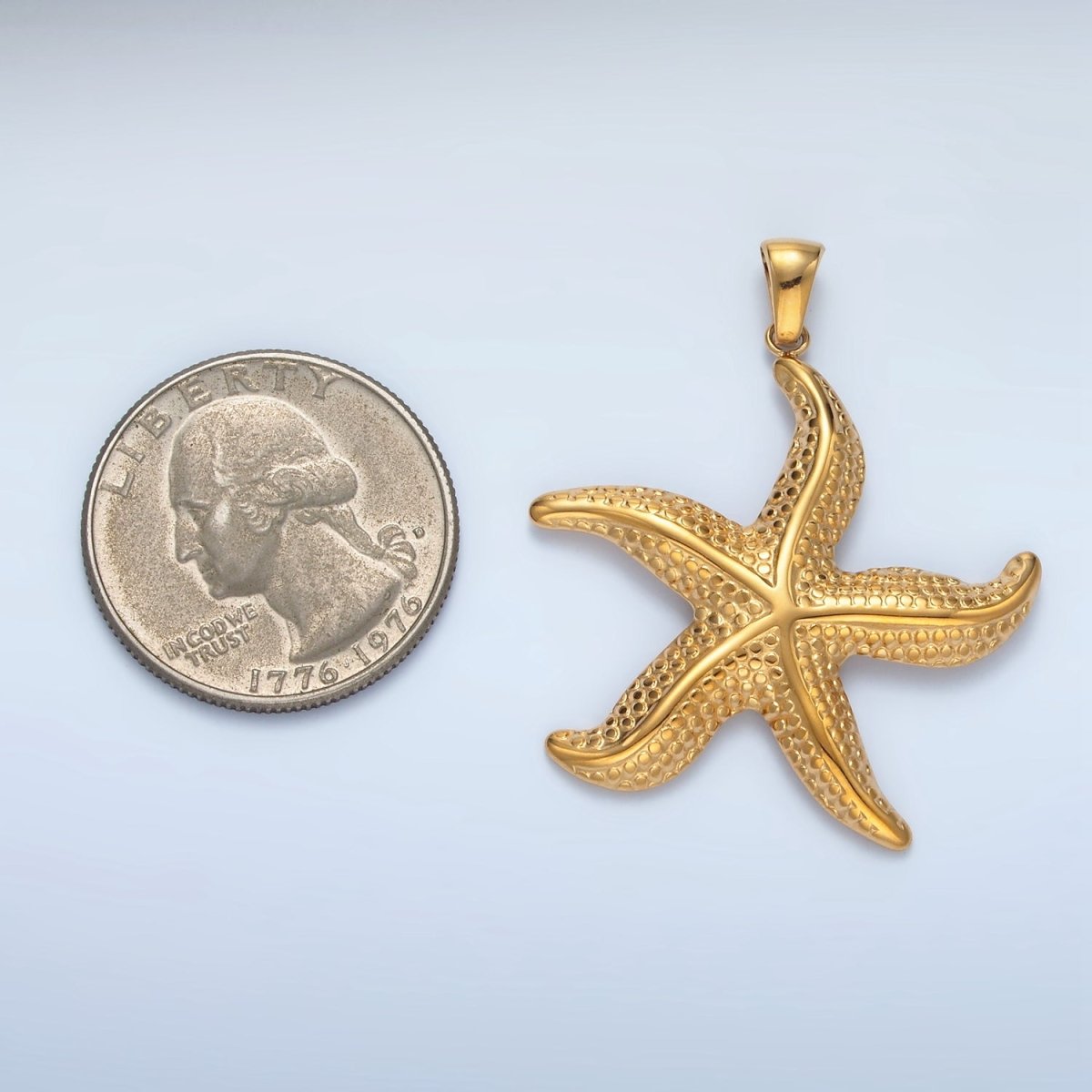 Stainless Steel 40mm Dotted Starfish Sea Ocean Pendant | P1488