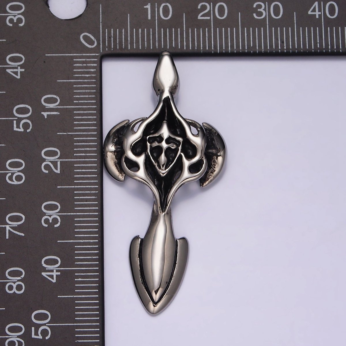 Stainless Steel Abstract St. James Cross Sword Silver Charm P-554
