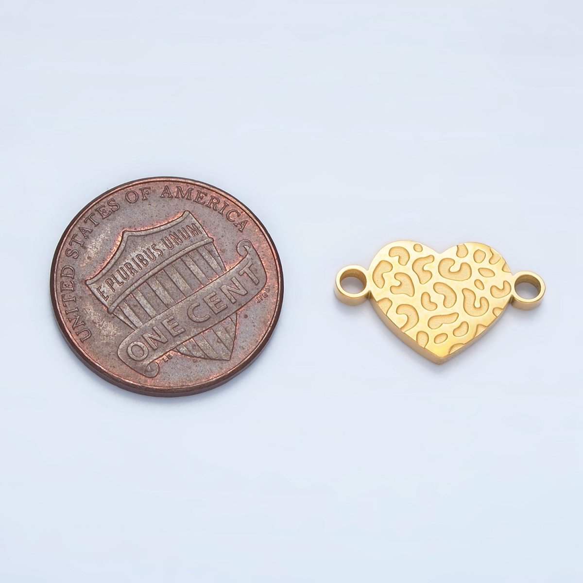 Stainless Steel Animal Cheetah Print Heart Connector in Gold & Silver | F104