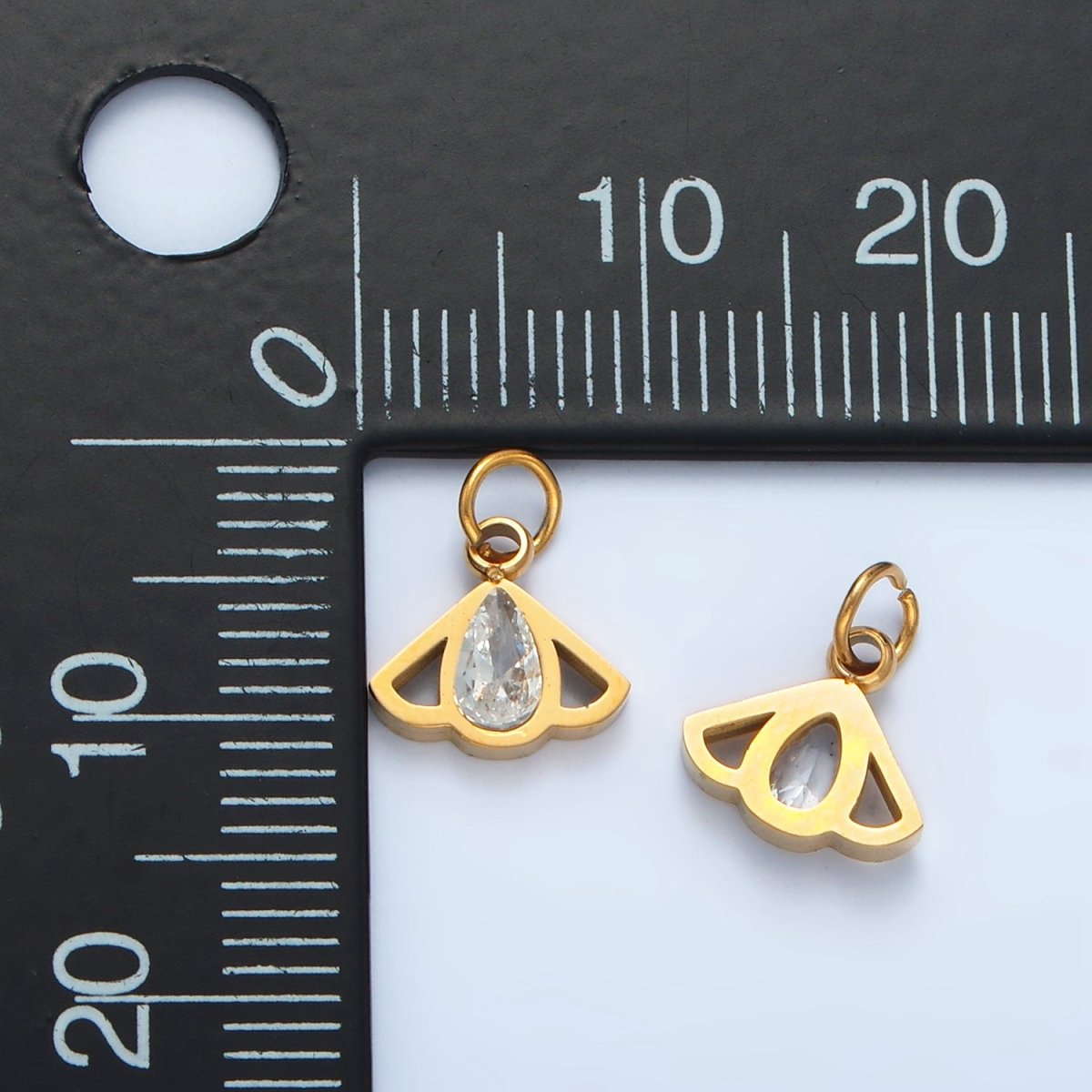 Stainless Steel Bee Insect Clear CZ Teardrop Open Charm | P702