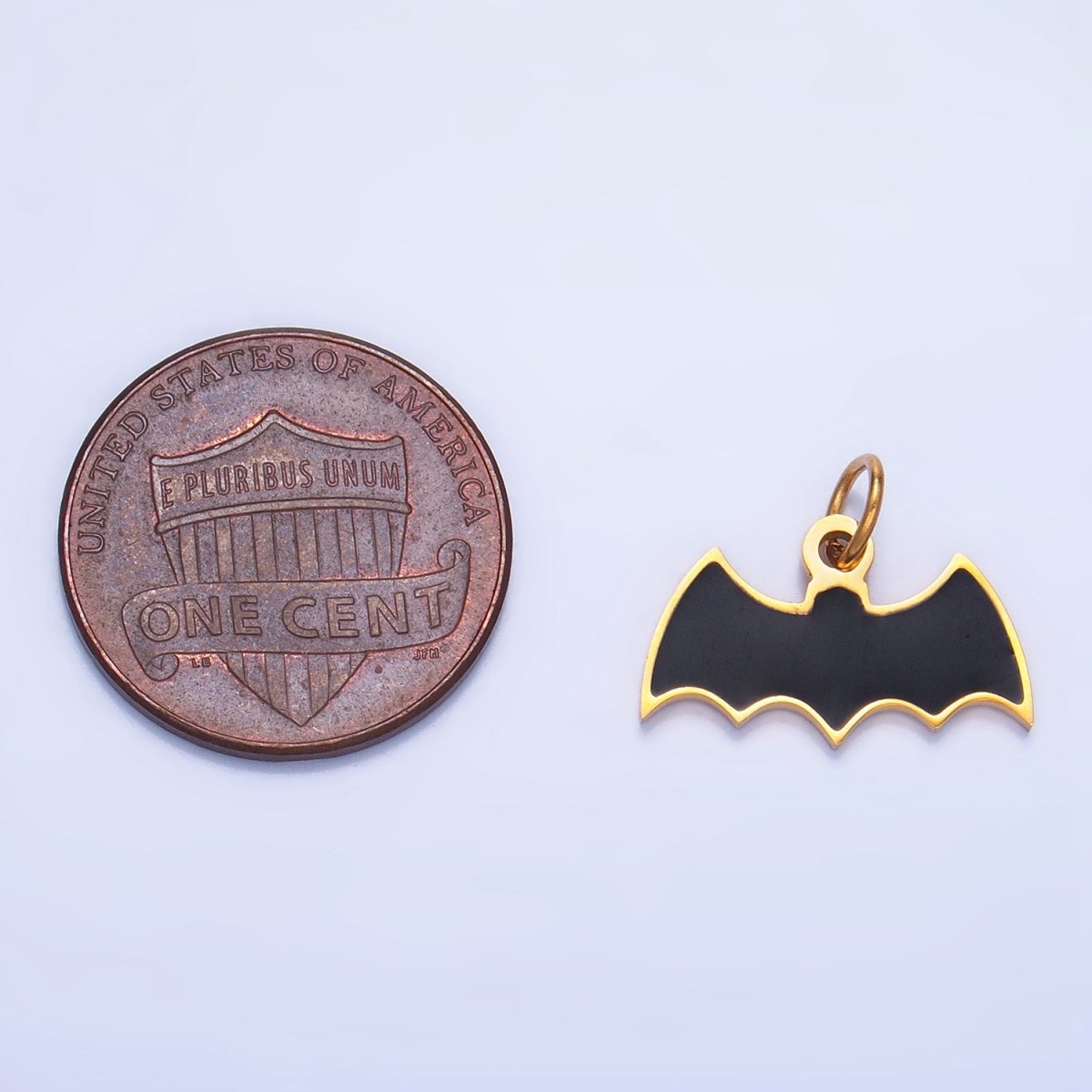 Stainless Steel Black Enamel Black Bat Animal Halloween Holiday Charm | P1534