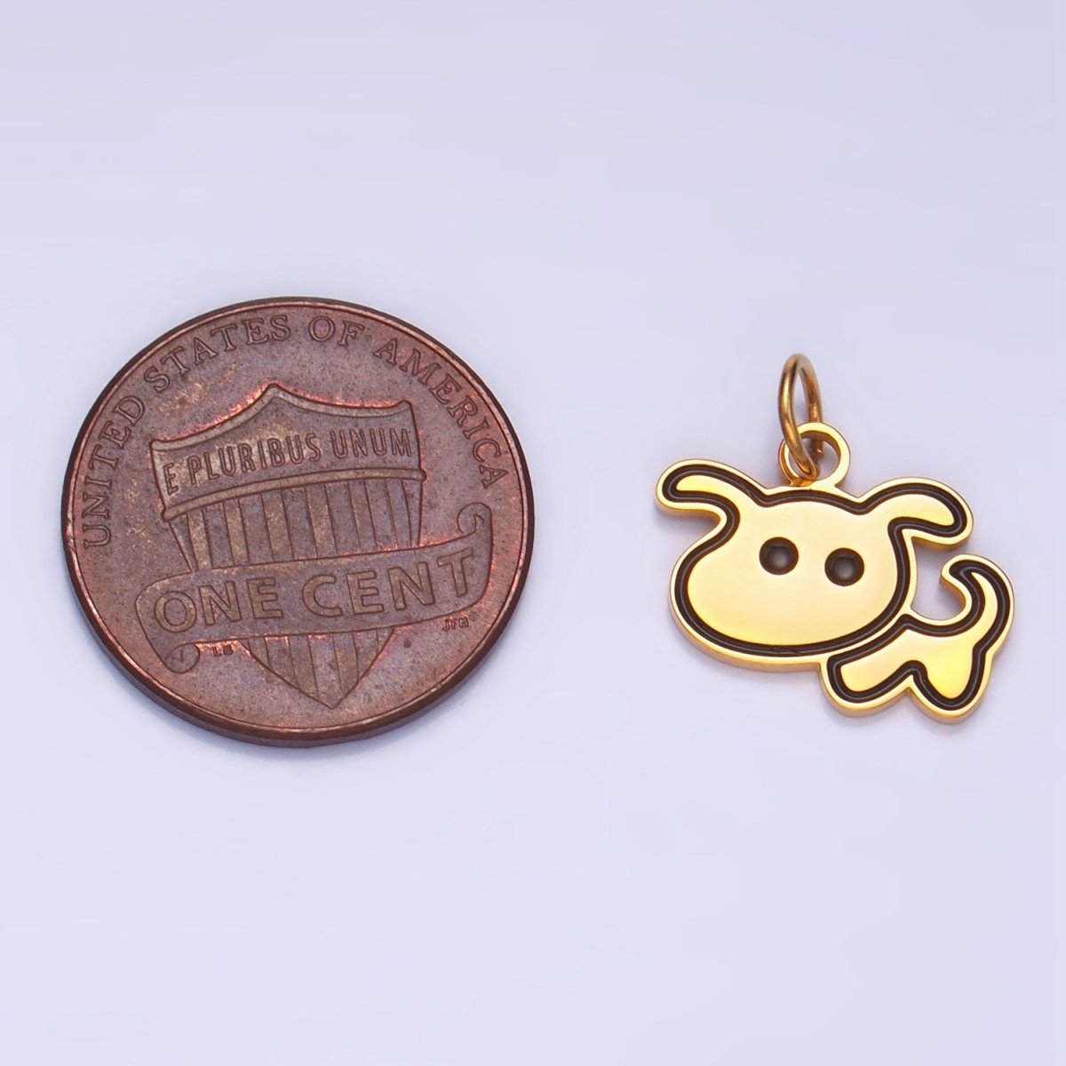 Stainless Steel Black Enamel Outline Dog Puppy Animal Charm | P1312