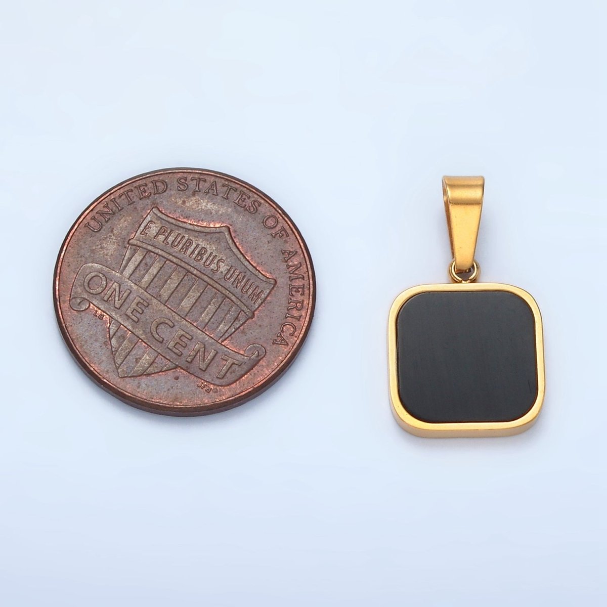 Stainless Steel Black Square Bezel Pendant | P1487