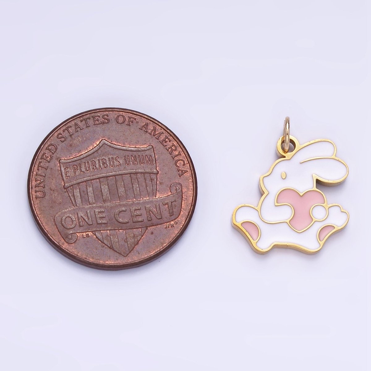 Stainless Steel Bunny Charm Enamel White Rabbit Pendant | P996
