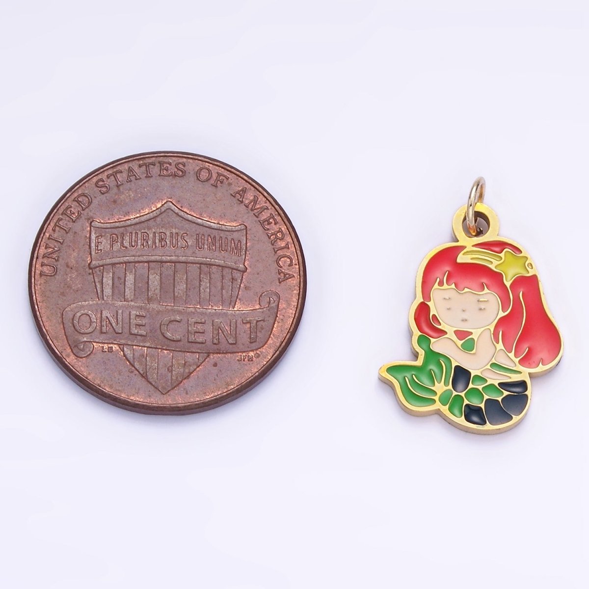 Stainless Steel Cartoon Mermaid Enamel Kids Jewelry Pendant | P1000