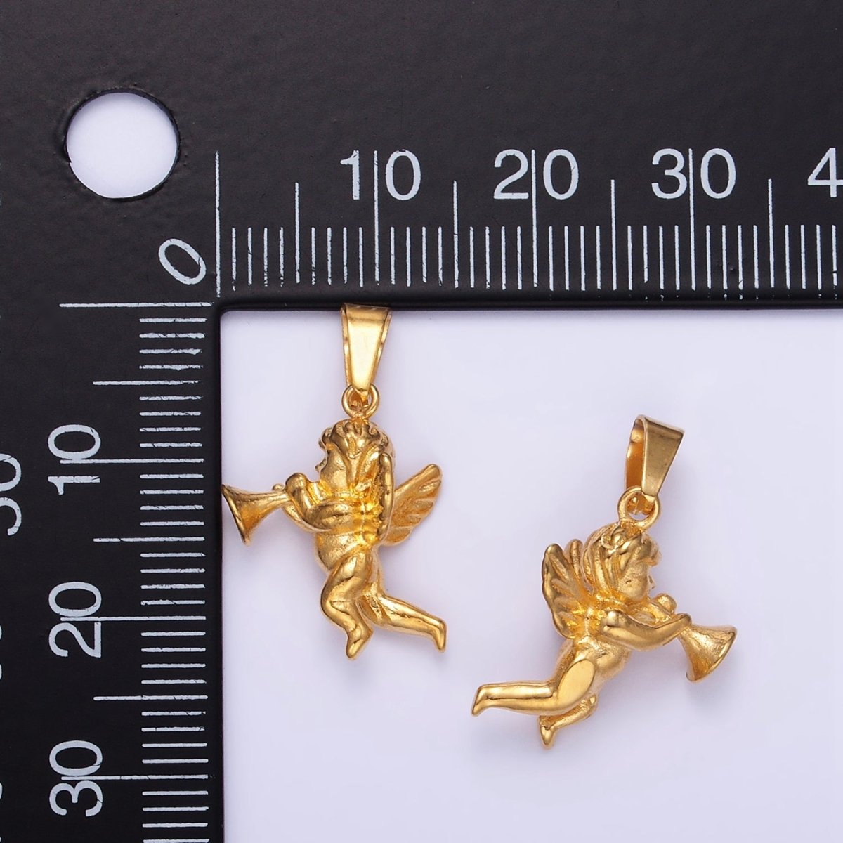 Stainless Steel Cherub Baby Angel Trumpet Pendant | P1456
