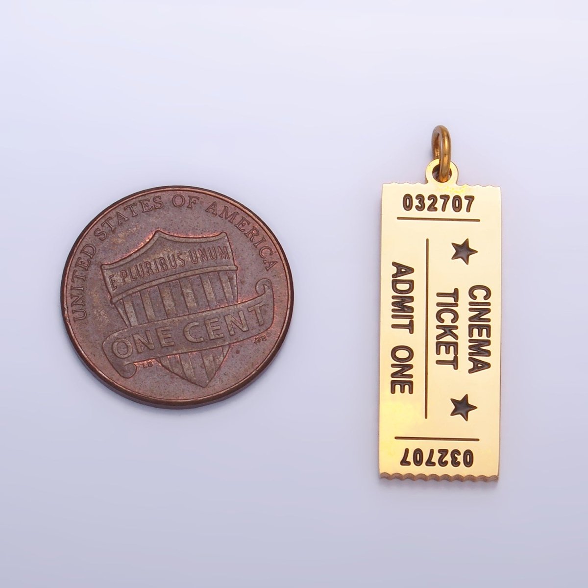 Stainless Steel "Theater Movie Cinema Ticket Admit One" Script Charm | P1264