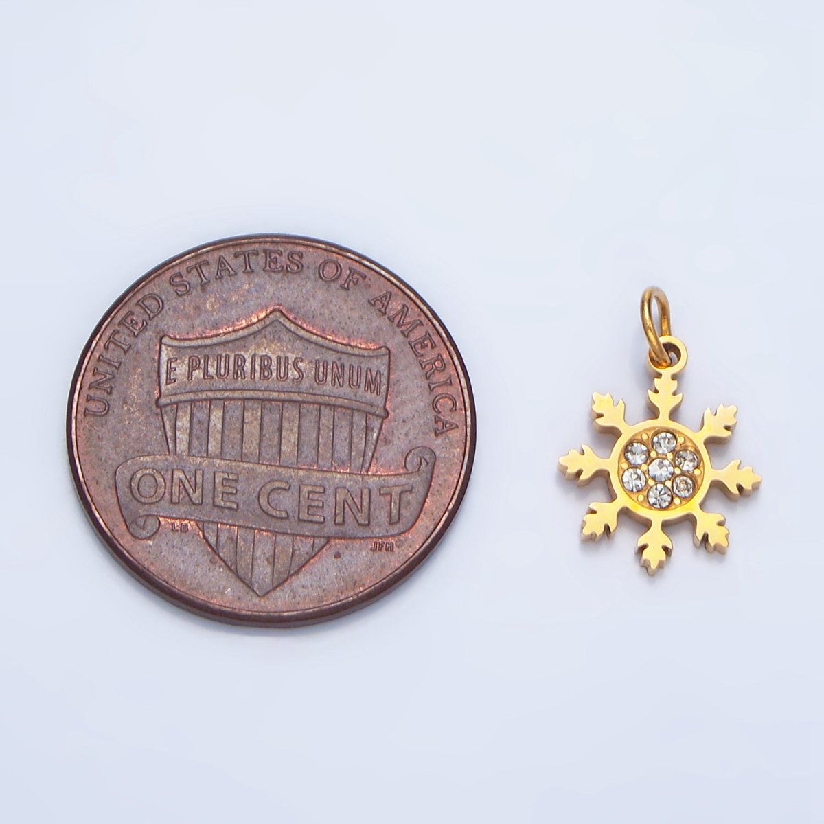 Stainless Steel Clear CZ Snowflake Christmas Holiday Charm | P1492